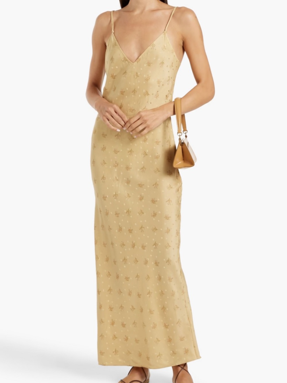 FRAME Floral-Print Silk-Satin Jacquard Maxi Slip Dress